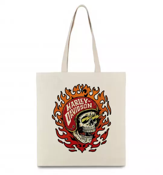 Эко-сумка Harley Davidson skull Бежевый фото
