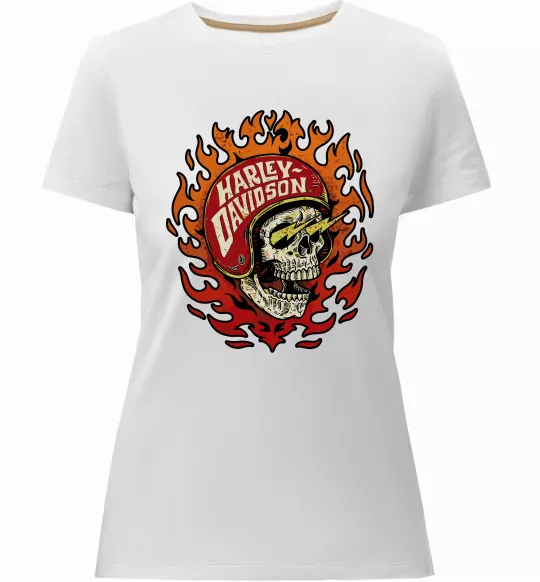 Жіноча преміум футболка Harley Davidson skull Білий фото