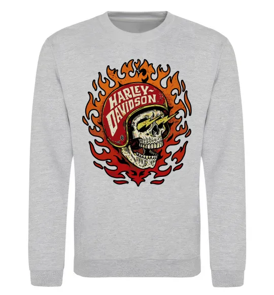 Світшот Harley Davidson skull Сірий меланж фото