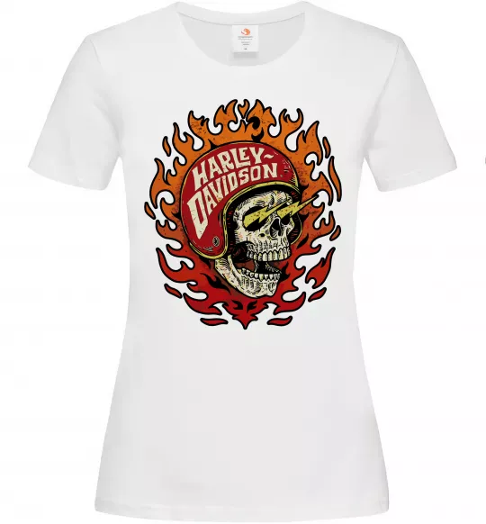 Жіноча футболка Harley Davidson skull Білий фото