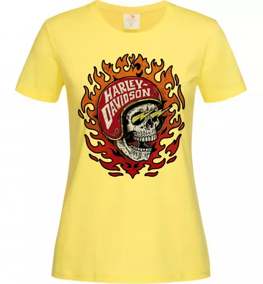 Жіноча футболка Harley Davidson skull Лимонний фото