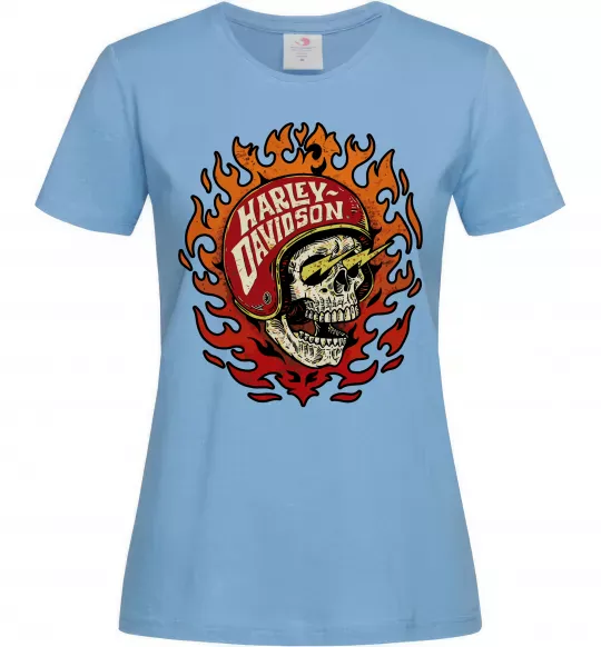 Жіноча футболка Harley Davidson skull Блакитний фото