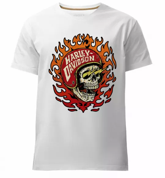 Чоловіча преміум футболка Harley Davidson skull Білий фото
