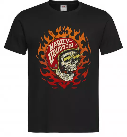 Мужская футболка Harley Davidson skull Черный фото