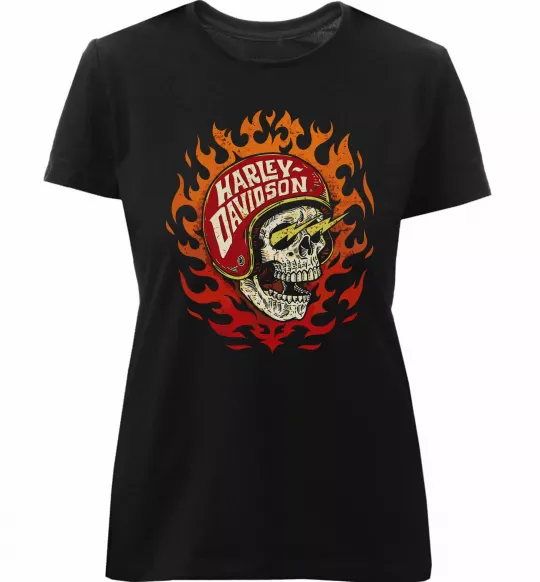 Жіноча преміум футболка Harley Davidson skull Чорний фото