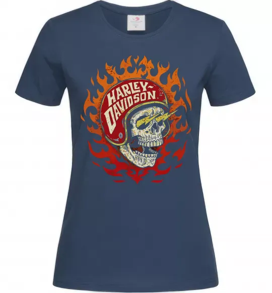 Жіноча футболка Harley Davidson skull Темно-синій фото