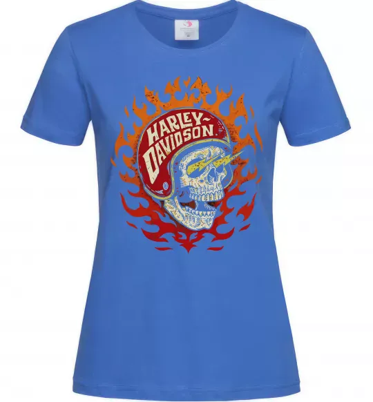 Жіноча футболка Harley Davidson skull Яскраво-синій фото