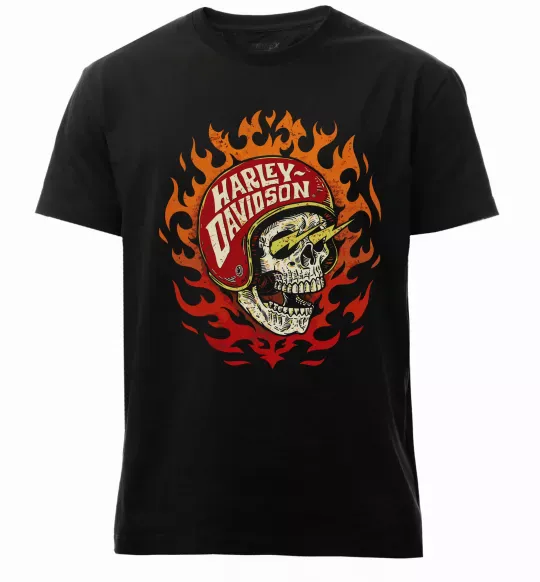 Чоловіча преміум футболка Harley Davidson skull Чорний фото