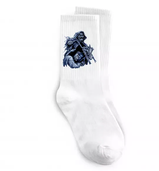 Носки Скелет на байку Белый фото