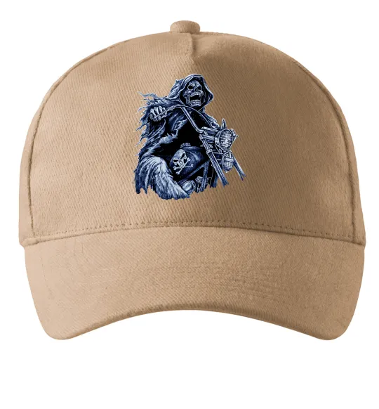 Кепка Скелет на байку Пісочний фото