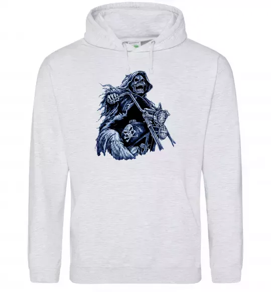 Жіноча толстовка (худі) Скелет на байку Сірий меланж фото