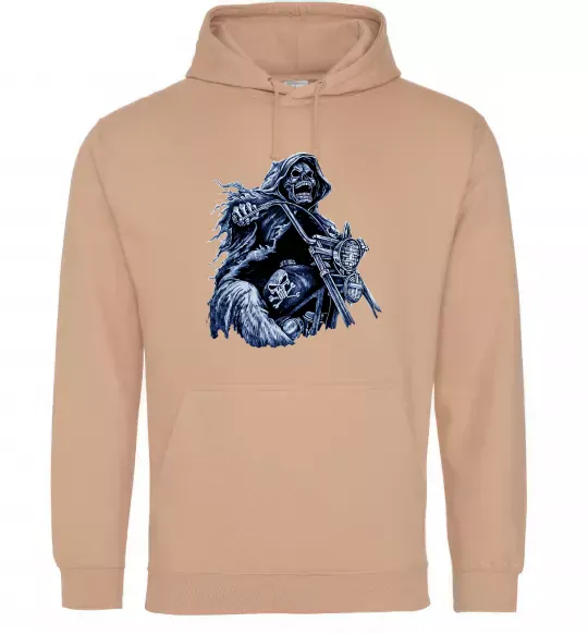 Жіноча толстовка (худі) Скелет на байку Пісочний фото