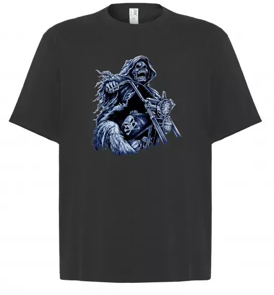 Футболка Оверсайз Скелет на байку Чорний фото