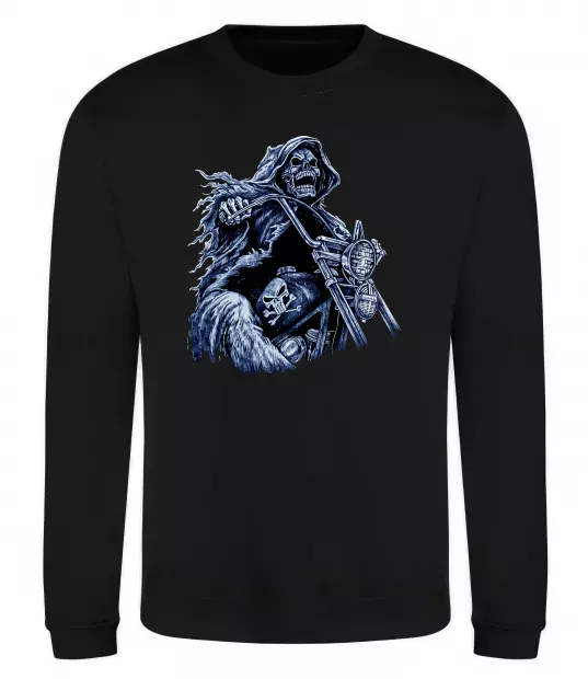 Світшот Скелет на байку Чорний фото