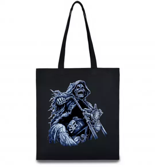 Еко-сумка Скелет на байку Чорний фото
