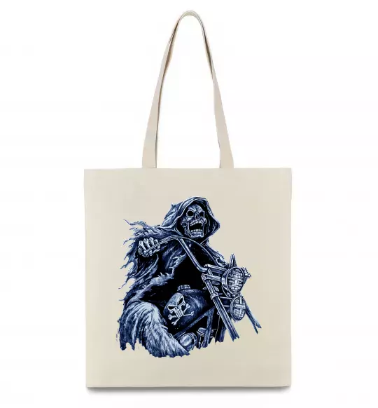 Еко-сумка Скелет на байку Бежевий фото