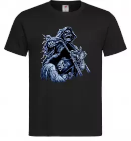 Мужская футболка Скелет на байку Черный фото