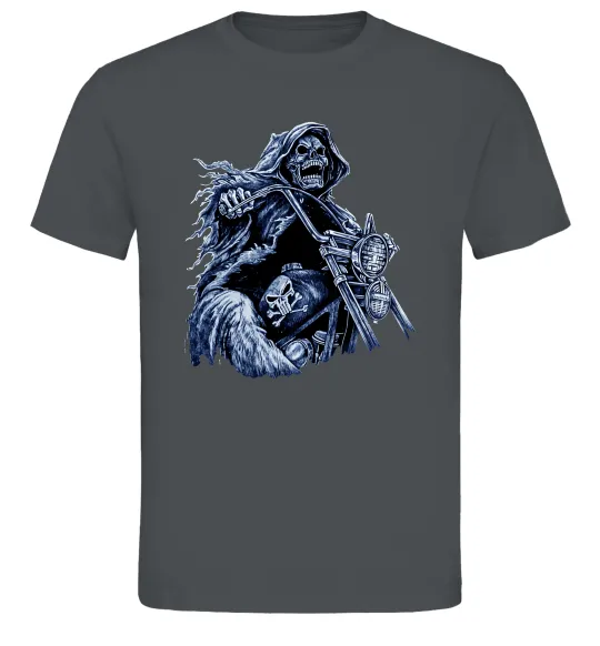 Мужская футболка Скелет на байку Графит фото