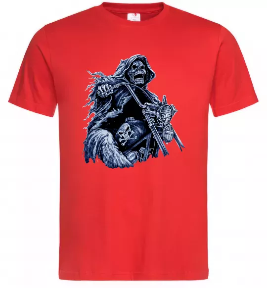 Мужская футболка Скелет на байку Красный фото
