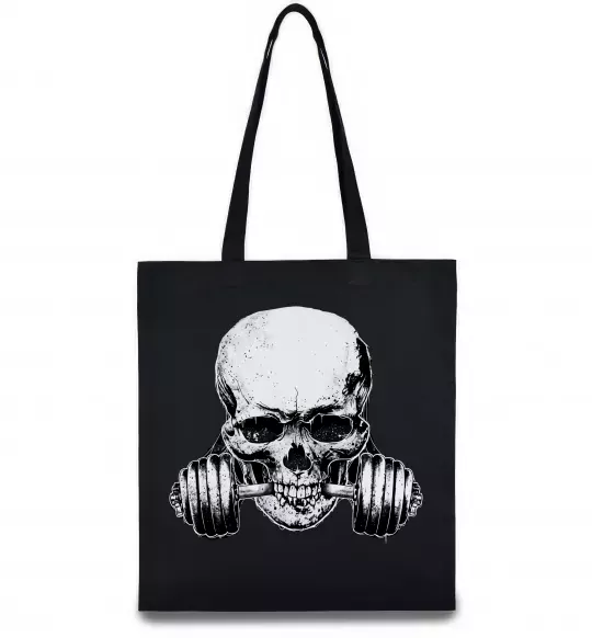 Еко-сумка Череп з гантелею Чорний фото