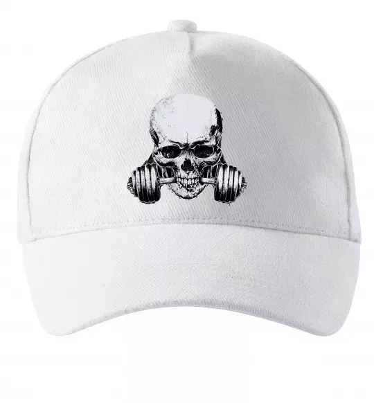 Кепка Череп з гантелею Білий фото