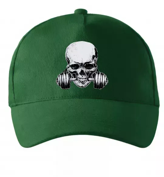 Кепка Череп з гантелею Темно-зелений фото