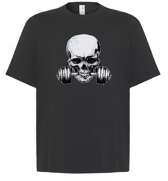 Футболка Оверсайз Череп з гантелею Чорний фото