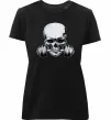 Жіноча преміум футболка Череп з гантелею Чорний фото