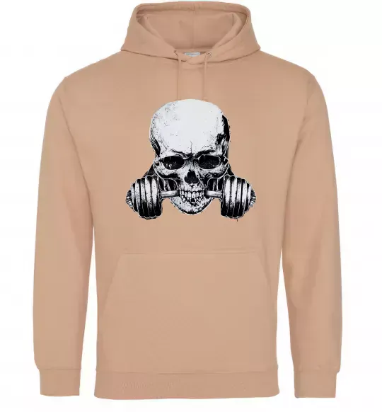 Чоловіча толстовка (худі) Череп з гантелею Пісочний фото