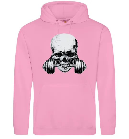 Женская толстовка (худи) Череп з гантелею Розовый фото