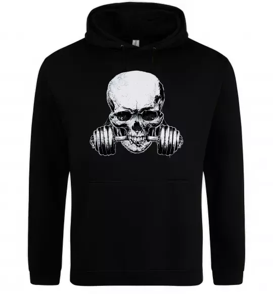 Жіноча толстовка (худі) Череп з гантелею Чорний фото
