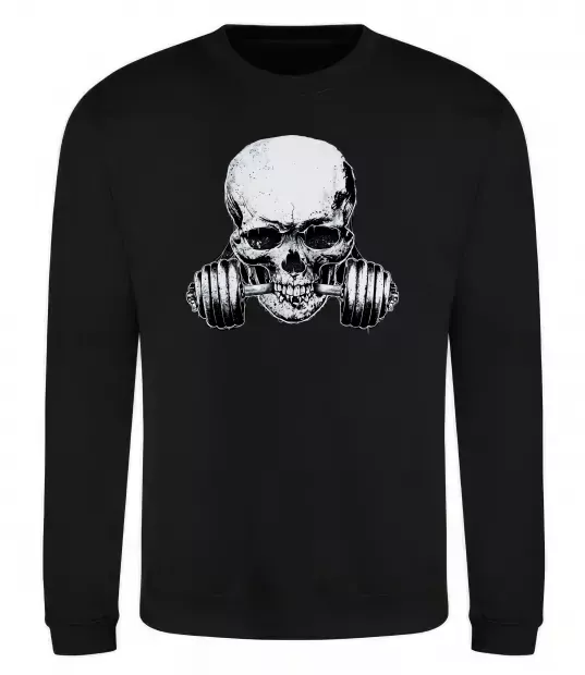 Світшот Череп з гантелею Чорний фото