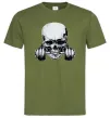 Мужская футболка Череп з гантелею Оливковый фото