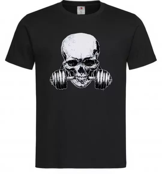 Мужская футболка Череп з гантелею Черный фото