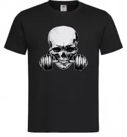 Мужская футболка Череп з гантелею Черный фото