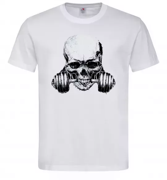 Мужская футболка Череп з гантелею Белый фото
