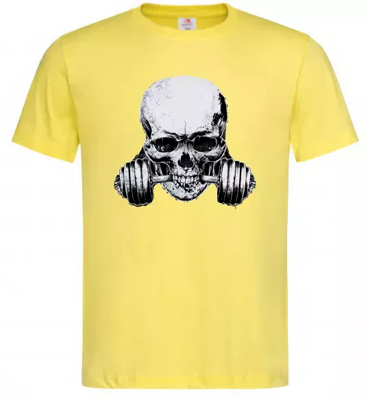 Мужская футболка Череп з гантелею Лимонный фото
