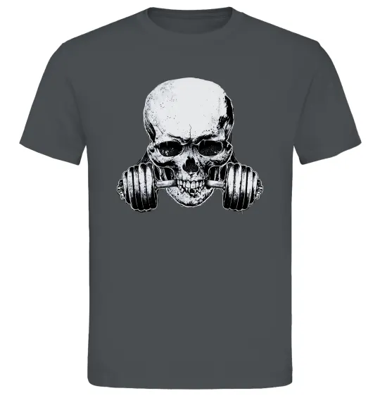 Мужская футболка Череп з гантелею Графит фото