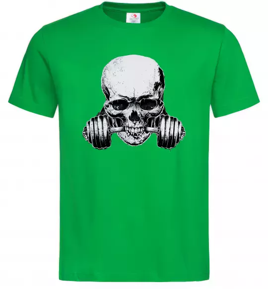 Мужская футболка Череп з гантелею Зеленый фото