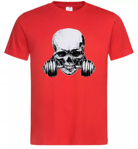Мужская футболка Череп з гантелею Красный фото