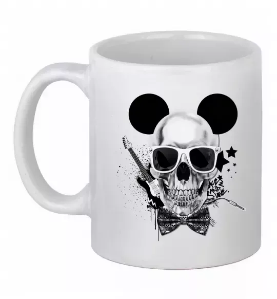 Чашка керамічна Череп з метеликом та вухами Білий фото