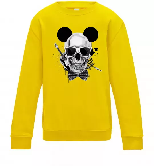 Дитячий світшот Череп з метеликом та вухами Сонячно жовтий фото