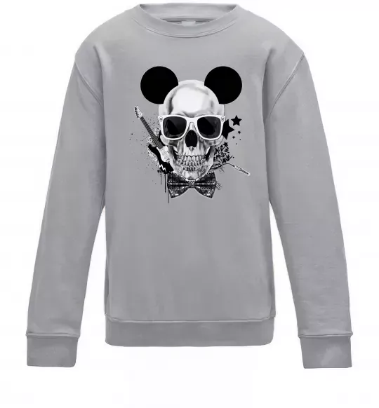 Дитячий світшот Череп з метеликом та вухами Сірий меланж фото