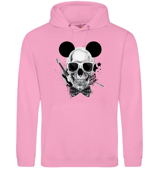 Мужская толстовка (худи) Череп з метеликом та вухами Розовый фото