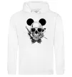 Мужская толстовка (худи) Череп з метеликом та вухами Белый фото