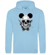 Мужская толстовка (худи) Череп з метеликом та вухами Голубой фото