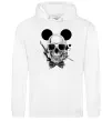 Жіноча толстовка (худі) Череп з метеликом та вухами Білий Жіноча толстовка (худі) Череп з метеликом та вухами Білий фото