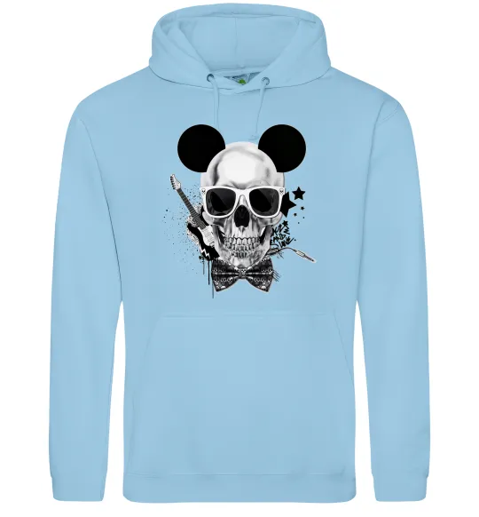 Женская толстовка (худи) Череп з метеликом та вухами Голубой фото