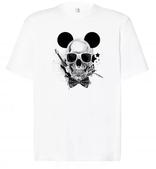 Футболка Оверсайз Череп з метеликом та вухами Белый фото