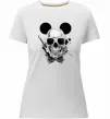 Женская премиум футболка Череп з метеликом та вухами Белый фото